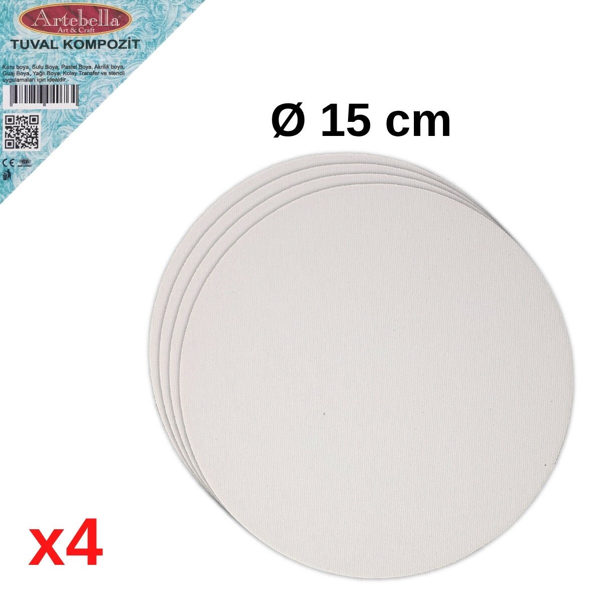 Artebella Pres Tuval Kompozit Yuvarlak 15cm 4lü