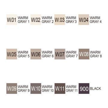 Zig Kurecolor KC3000/12B9 Twin WS Marker Kalem 12li Warm Grey Colors