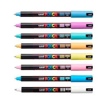 Uni Posca Su Bazlı Marker Seti PC-1MR Ultra Fine 0.7mm 8li Soft Color