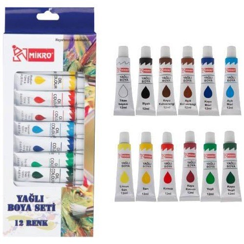 Mikro Yağlı Boya 12ml 12 Renk Set