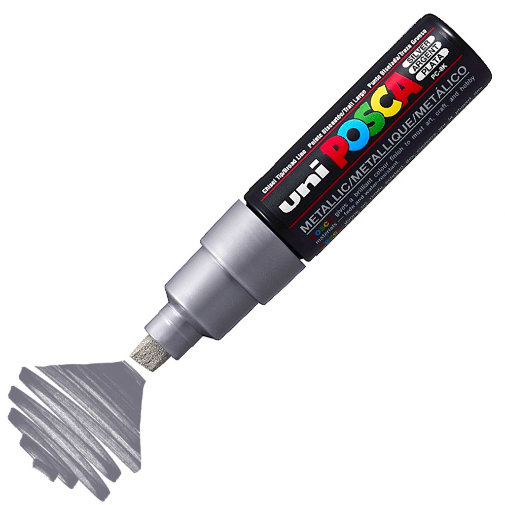 Uni Posca Marker Pc-8k Bold 8.0 Mm Silver