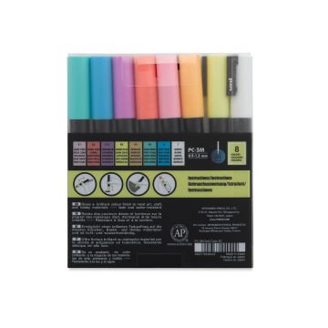 Uni Posca Su Bazlı Marker Seti PC-3M 0.9-1,3mm 8li Soft Color