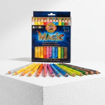 Koh-i Noor Jumbo Magic Çok Renkli Kuru Boya Kalemi Seti 12+1li