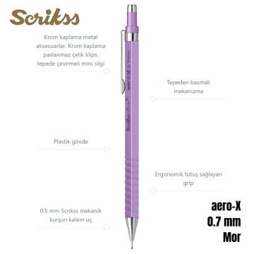 Scrikss Versatil Kalem Aero-X 0.7mm Mor