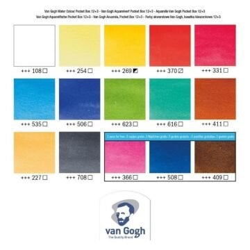 Van Gogh Sulu Boya 12+3 Renk Set Defter Hediyeli