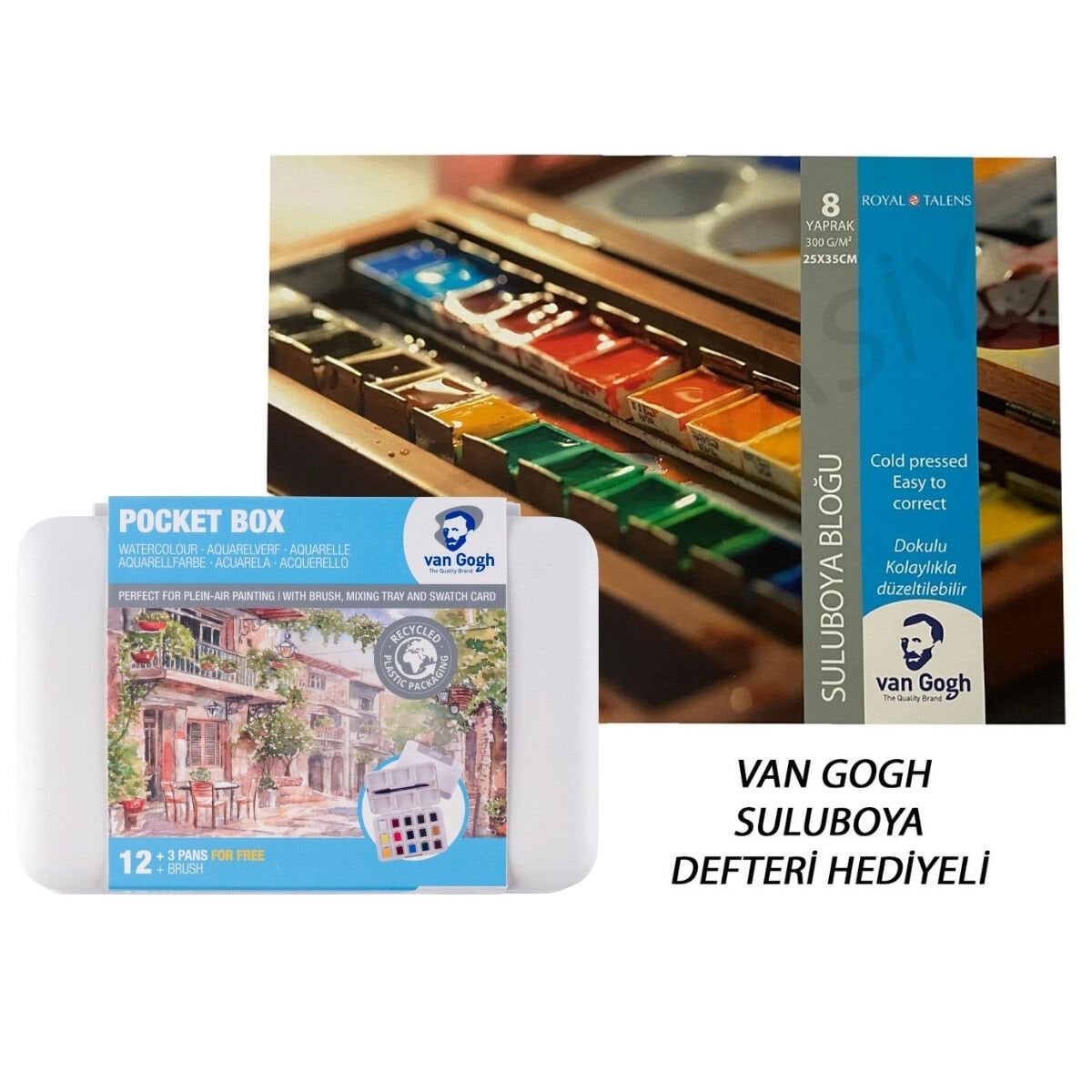 Van Gogh Sulu Boya 12+3 Renk Set Defter Hediyeli