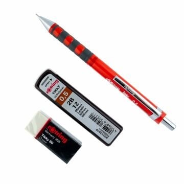 Rotring Tikky Grafik Teknik Çizim Kalemi Silgi Hediyeli Set 0.5mm Kırmızı