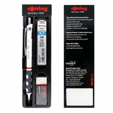 Rotring Tikky Grafik Teknik Çizim Kalemi Silgi Hediyeli Set 0.7mm Beyaz