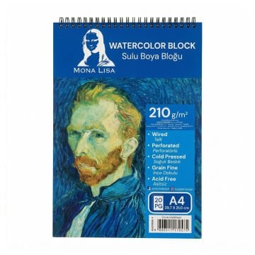Mona Lisa Sulu Boya Bloğu A4 210gr 20yp Spiralli