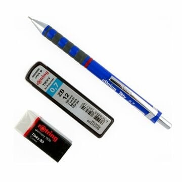 Rotring Tikky Grafik Teknik Çizim Kalemi Silgi Hediyeli Set 0.7mm Mavi