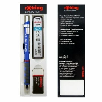 Rotring Tikky Grafik Teknik Çizim Kalemi Silgi Hediyeli Set 0.7mm Mavi