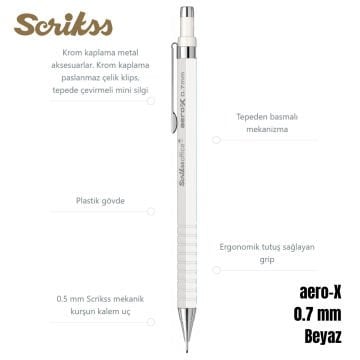 Scrikss Versatil Kalem Aero-X 0.7mm Beyaz