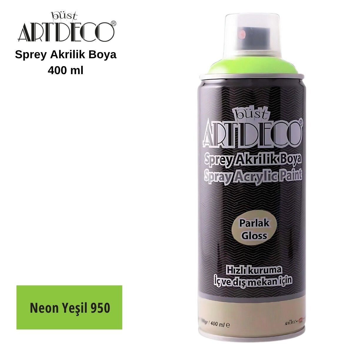 Artdeco Akrilik Sprey Boya 400ml 950 Neon Yeşil