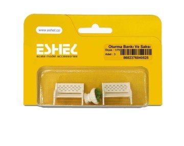 Eshel Maket Oturma Bankı Ve Saksı 1/75 3lü