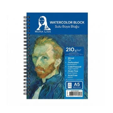 Mona Lisa Sulu Boya Bloğu A5 210gr 20yp Spiralli