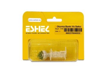Eshel Maket Oturma Bankı Ve Saksı 1/100 3lü
