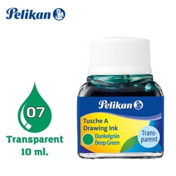 Pelikan 523 Drawing Ink Çini Çizim Mürekkebi 10ml Transparent No 07 Deep Green