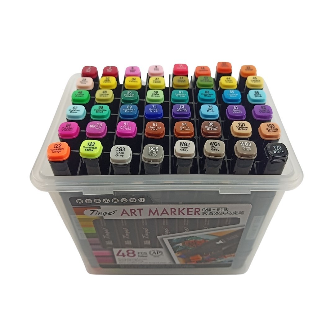 Tinge Art Marker Plastik Çantalı Seti 48li MS 818