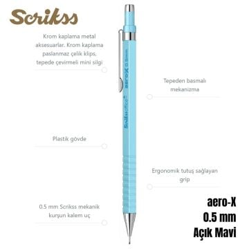 Scrikss Versatil Kalem Aero-X 0.5mm Açık Mavi