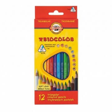 Koh-i Noor Triocolor Jumbo Üçgen Kuru Boya Kalem Seti 12li