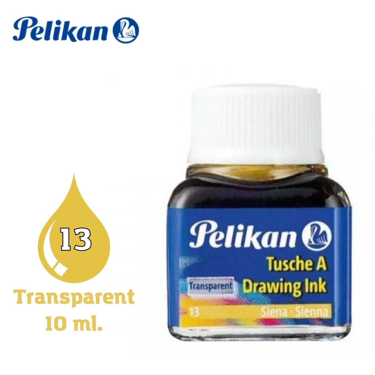 Pelikan 523 Drawing Ink Çini Çizim Mürekkebi 10ml Transparent No 13 Sienna
