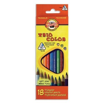 Koh-i Noor Triocolor Jumbo Üçgen Kuru Boya Kalem Seti 18li