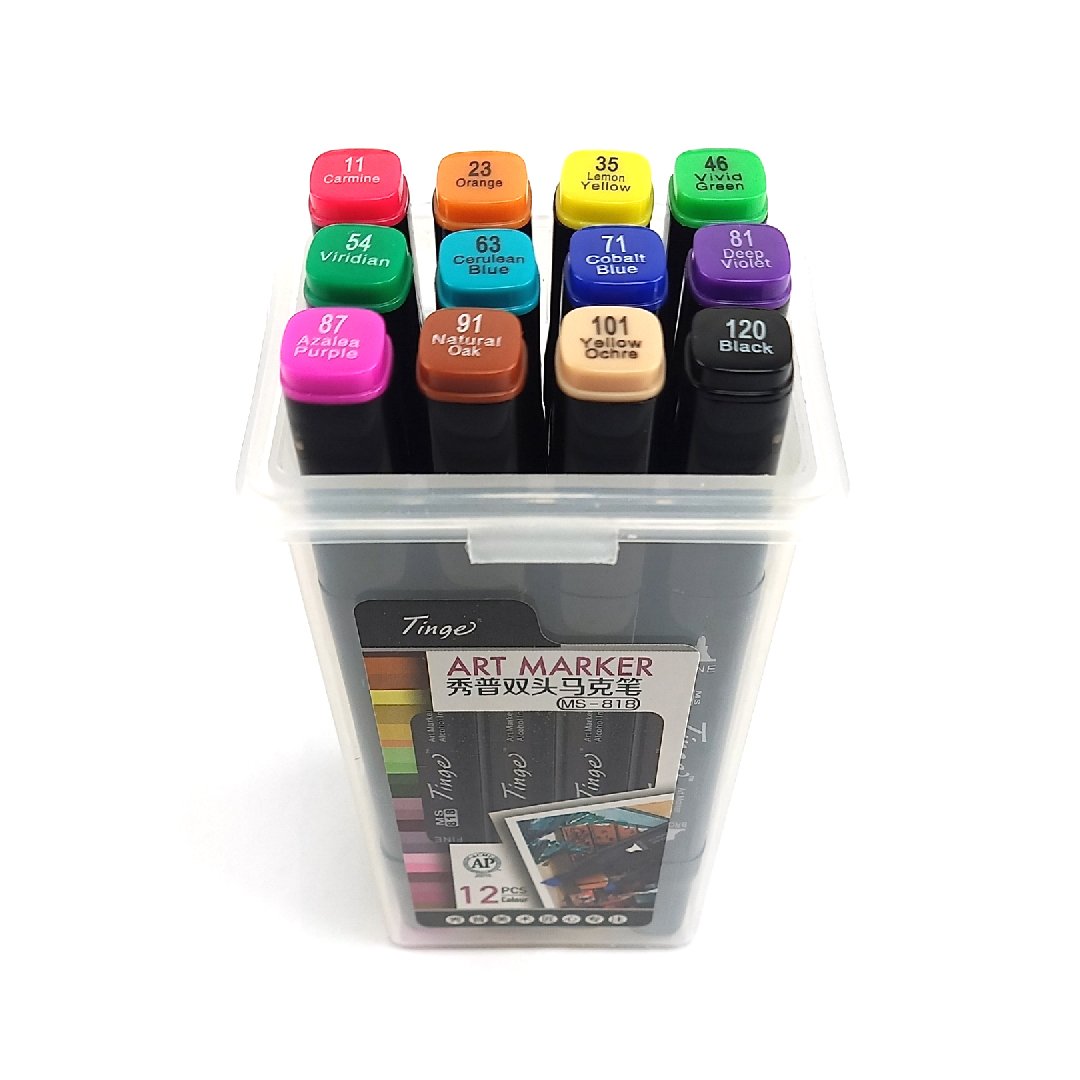 Tinge Art Marker Plastik Çantalı Seti 12li MS 818 - 275,00 TL