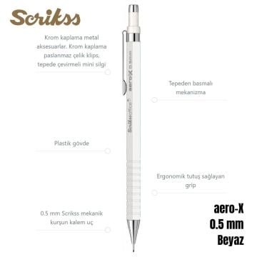 Scrikss Versatil Kalem Aero-X 0.5mm Beyaz