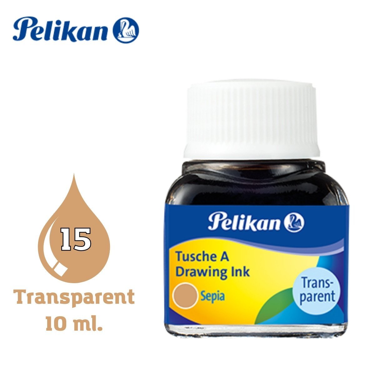 Pelikan 523 Drawing Ink Çini Çizim Mürekkebi 10ml Transparent No 15 Sepia