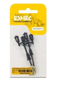 Eshel Maket Çift Işıklı Fener Sokak Lambası 1/100 2li