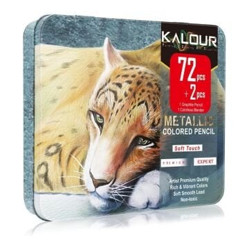 Kalour Kuru Boya Kalem Seti Metal Kutu 72+2li Metalik