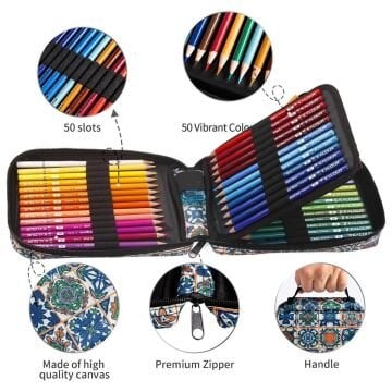 Kalour Kuru Boya Kalem Seti Bez Çantalı 50li