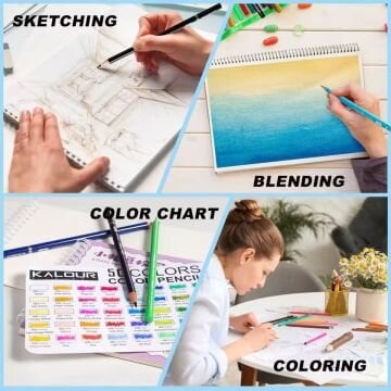 Kalour Kuru Boya Kalem Seti Bez Çantalı 50li