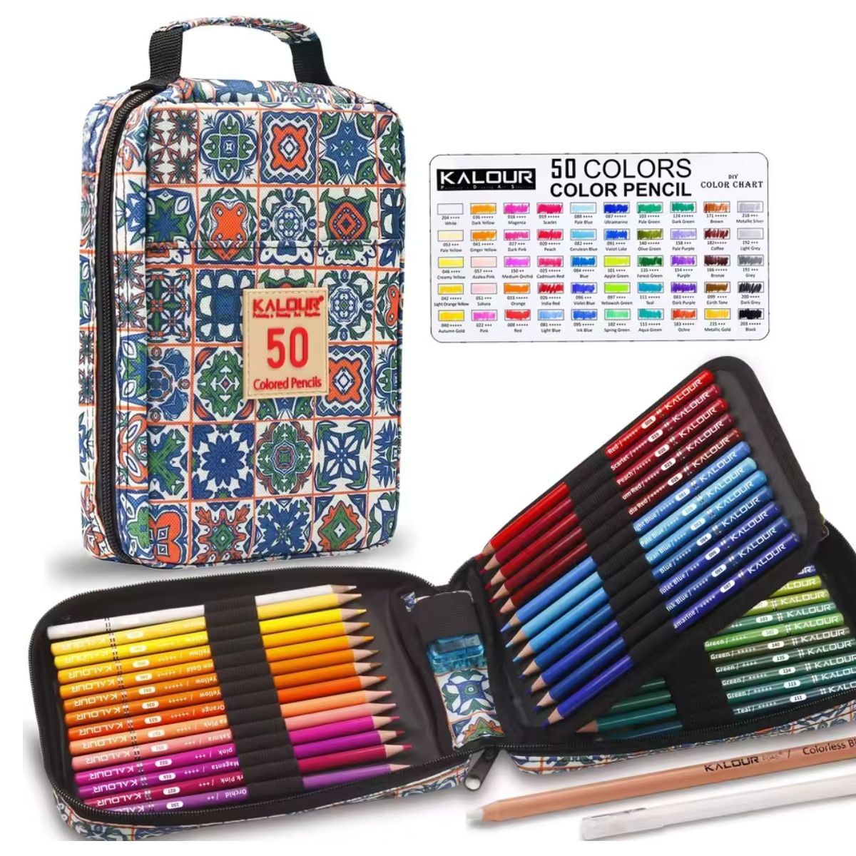 Kalour Kuru Boya Kalem Seti Bez Çantalı 50li