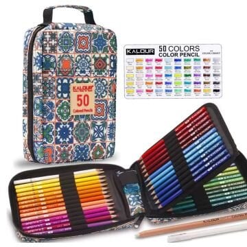 Kalour Kuru Boya Kalem Seti Bez Çantalı 50li