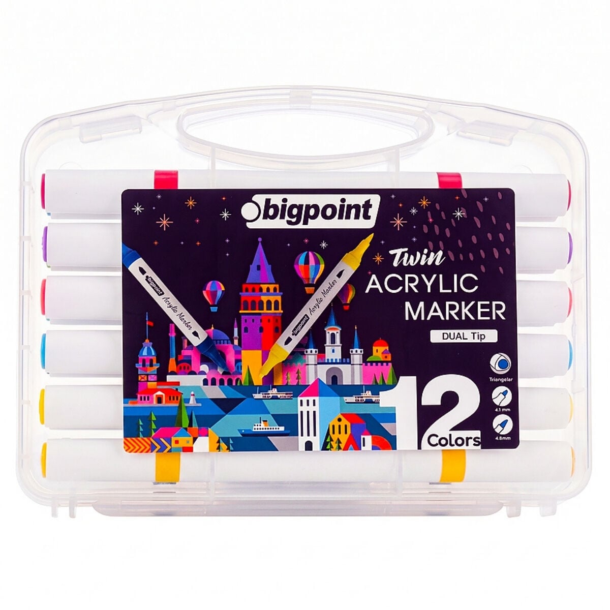 Bigpoint Çift Uçlu Akrilik Marker Kalem Seti 12li
