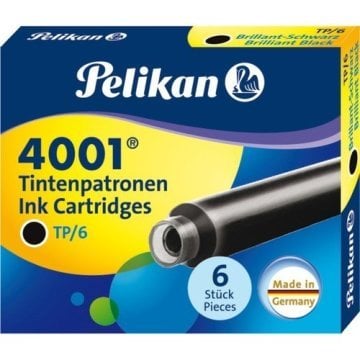 Pelikan 4001 Küçük Dolmakalem Mürekkep Kartuşu 6lı Siyah