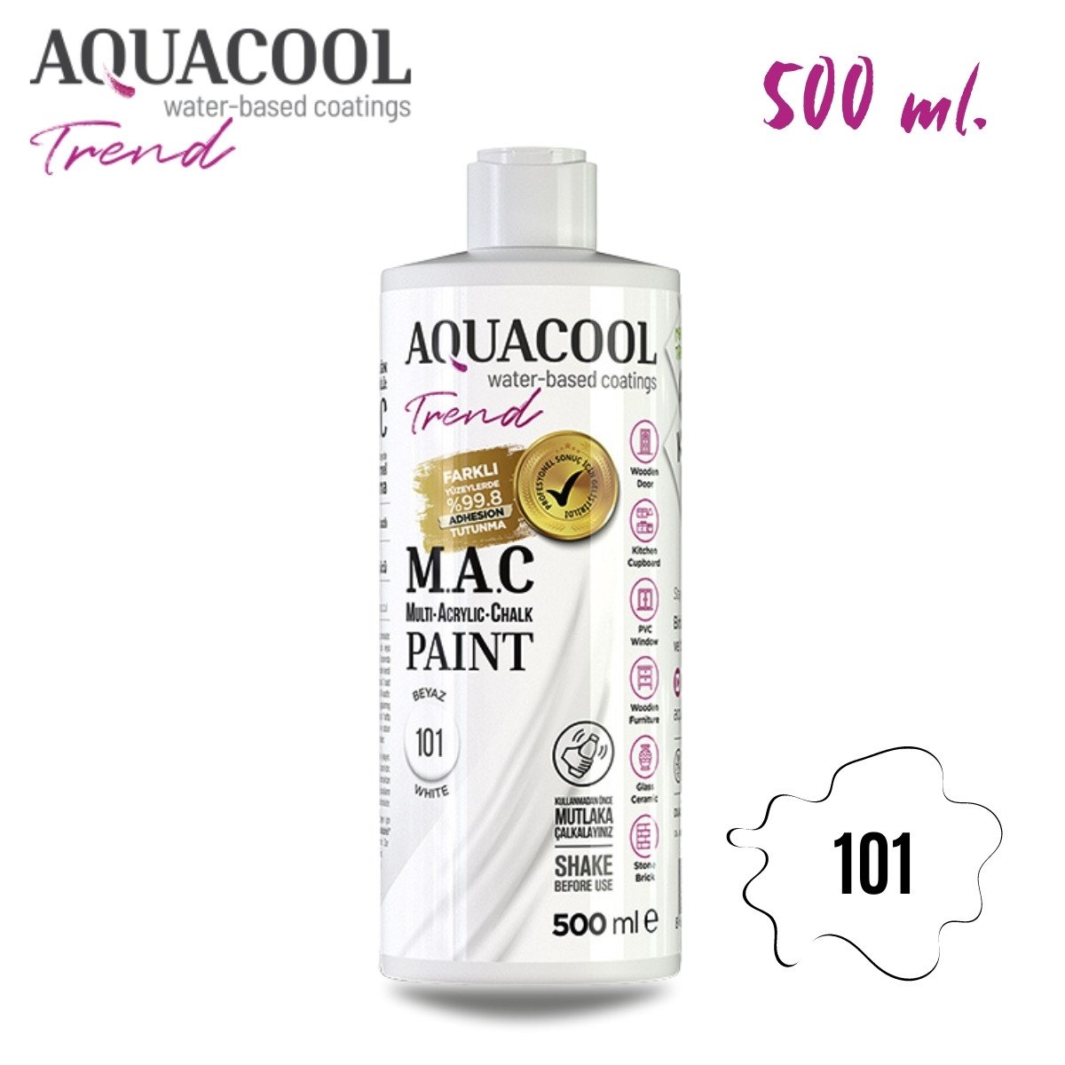 Aquacool Multi Akrilik Boya 500ml 101 Beyaz