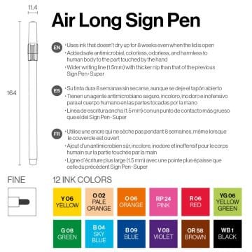 Monami Airlong Kurumayan Keçeli Kalem Seti 12 Renk
