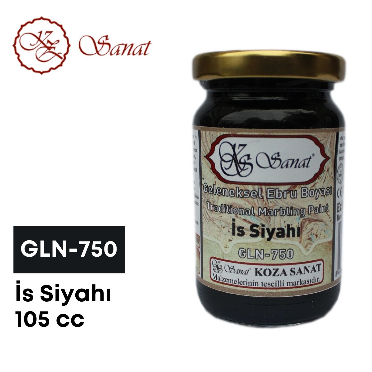 Koza Sanat Geleneksel Ebru Boyası 105cc GLN-750 İs Siyahı