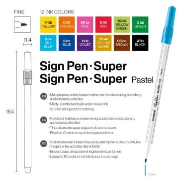 Monami Sign Pen Süper Kalem Seti 12 Renk