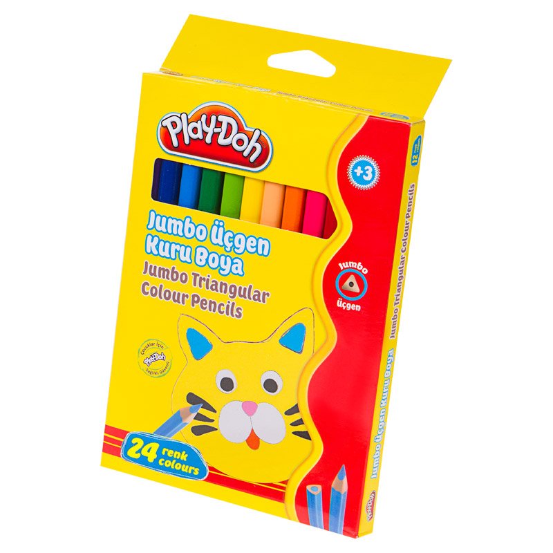 Play Doh 24 Renk Set Jumbo Üçgen Kuruboya  Play-Ku021