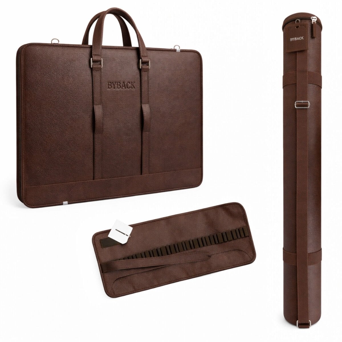 BBack Teknik Proje Çanta-Tüp-Kalemlik 55x75cm 3lü Seti Koyu Kahverengi