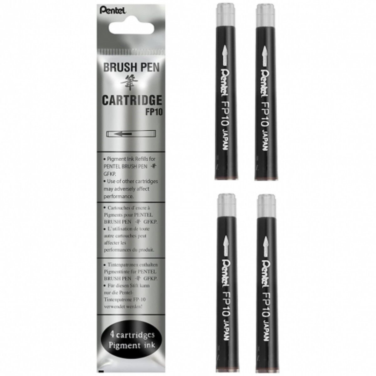 Pentel Brush Pen Fırça Uçlu Kalem Yedeği 4lü Siyah