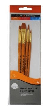 Daler Rowney Taklon Fırça Seti Kısa Sap 4'lü #401