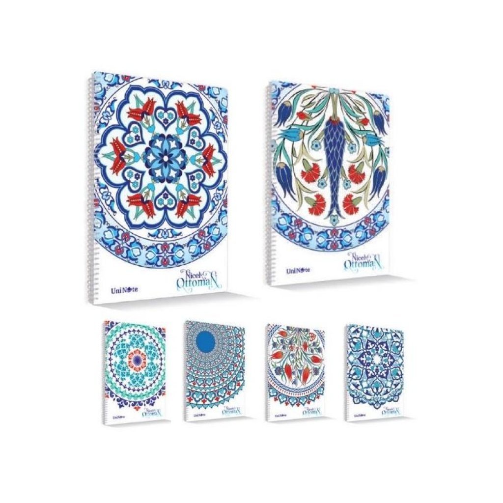 Çınar Uni Note Karton Kapak Spiralli Okul Defteri Nicea Ottoman A4 72yp Çizgili