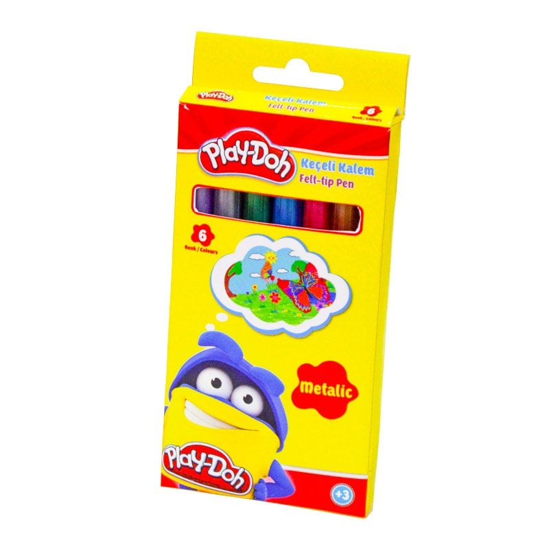 Play Doh 6 Renk Metalik Keçeli Kalem Seti Play-Ke016