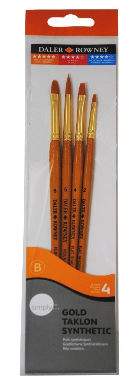 Daler Rowney Taklon Fırça Seti Kısa Sap 4'lü #403