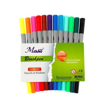 Masis Brushpen Fırça Uç ve Fineliner Seti 12li