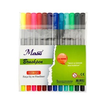Masis Brushpen Fırça Uç ve Fineliner Seti 12li
